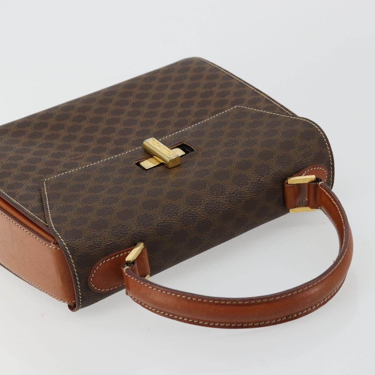 CELINE Macadam Canvas Hand Bag PVC Leather Gold Brown Auth mr2441