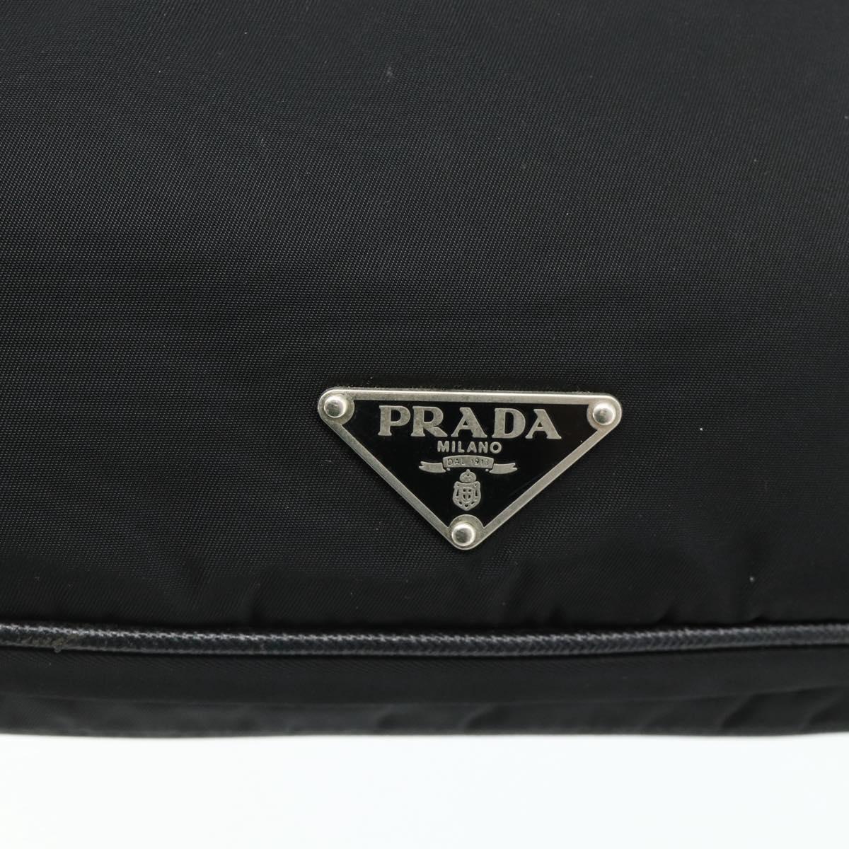 PRADA Shoulder Bag Nylon Leather Black Silver Auth mr2443A