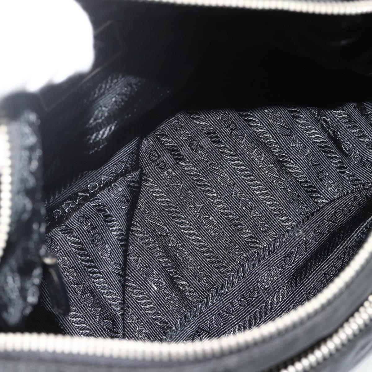 PRADA Shoulder Bag Nylon Leather Black Silver Auth mr2443A