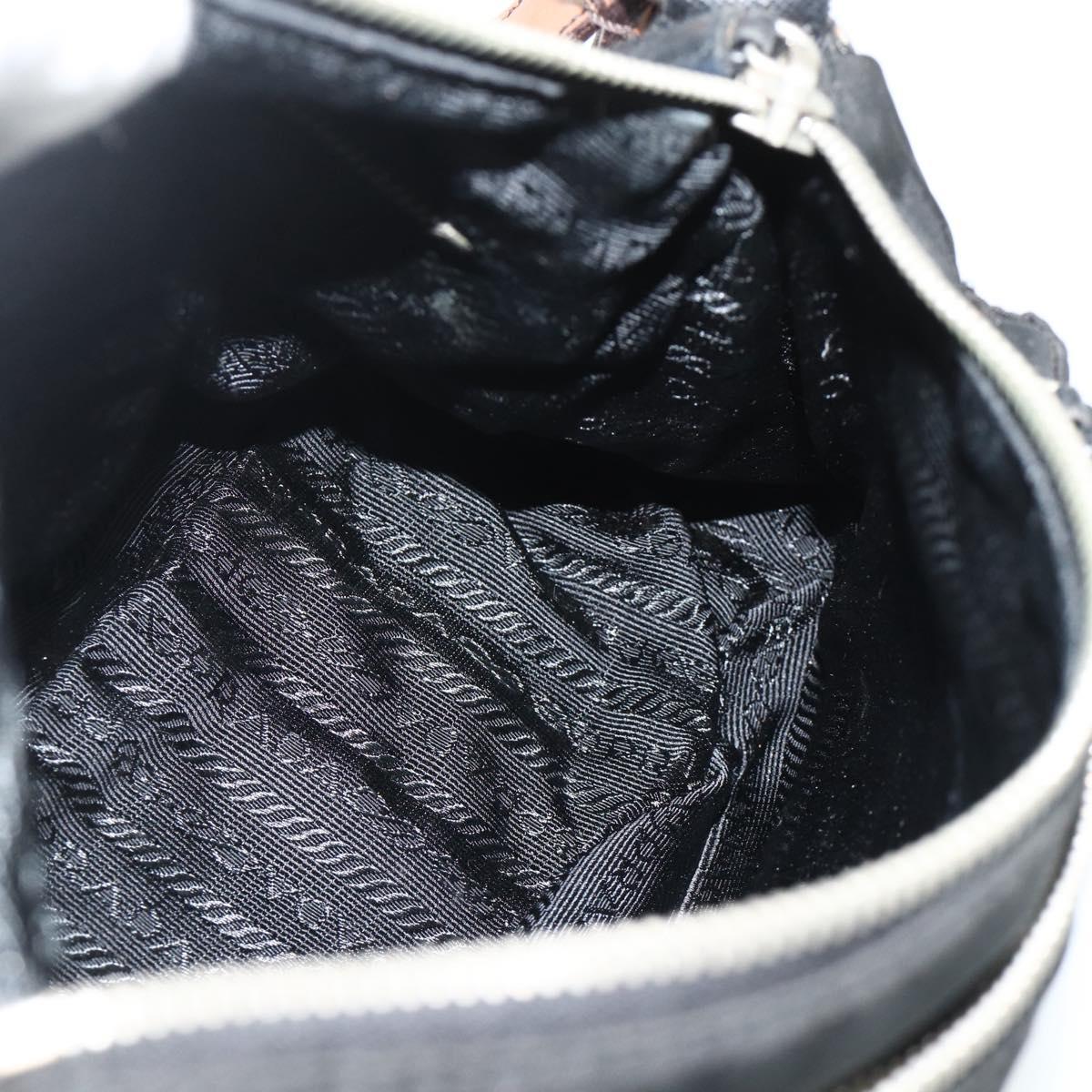 PRADA Shoulder Bag Nylon Leather Black Silver Auth mr2443A