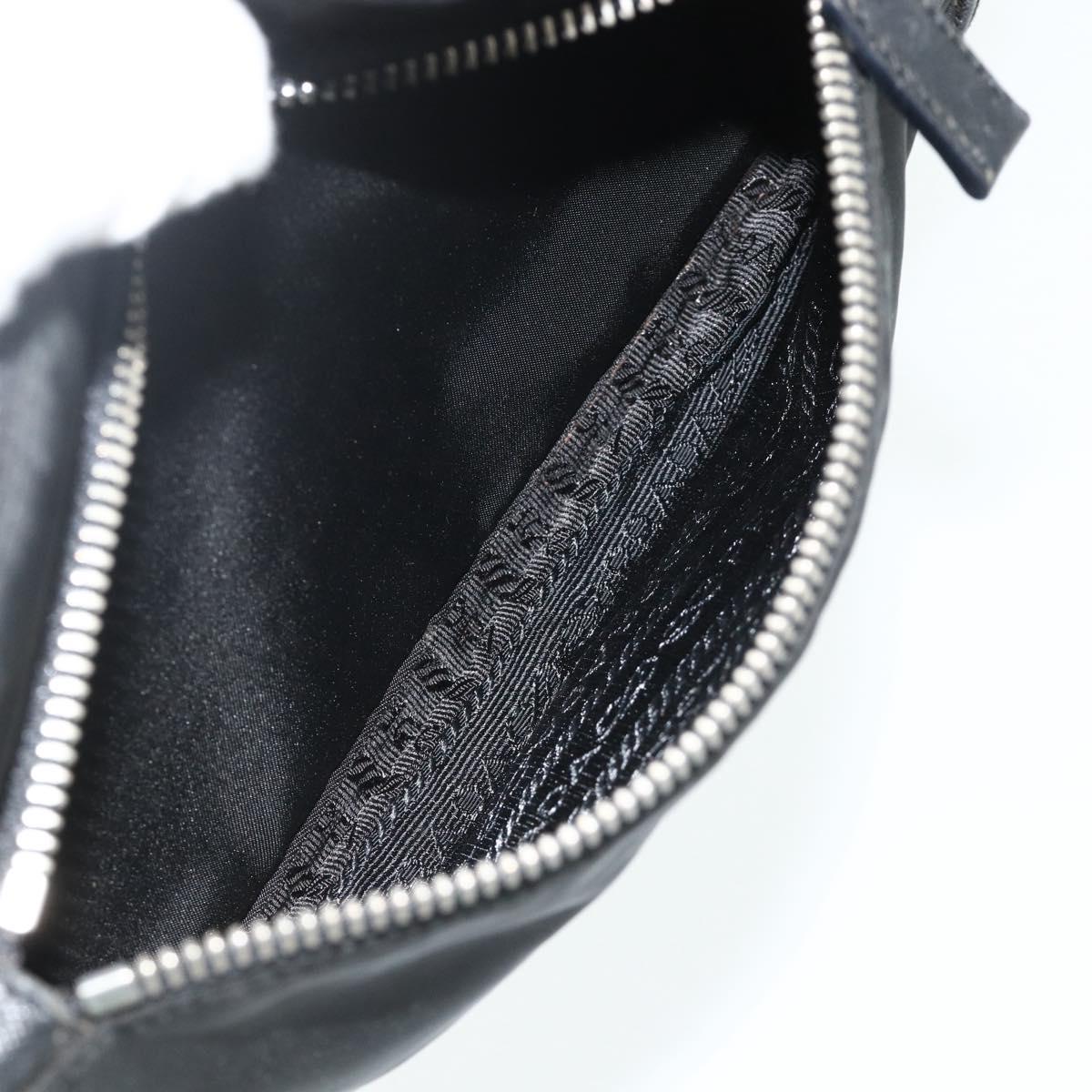 PRADA Shoulder Bag Nylon Leather Black Silver Auth mr2443A