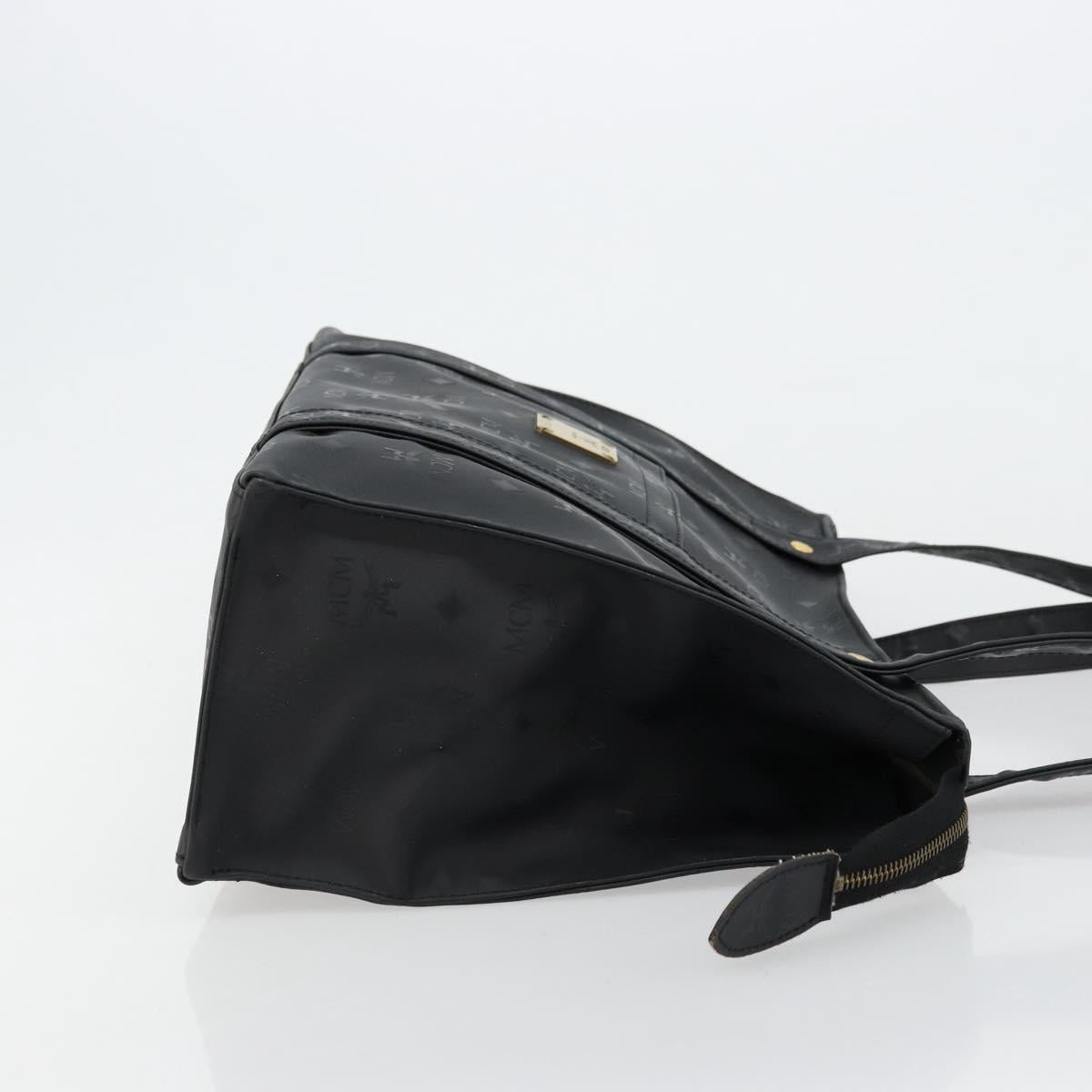 MCM Vicetos Logogram Shoulder Bag PVC Black Gold Auth mr2450
