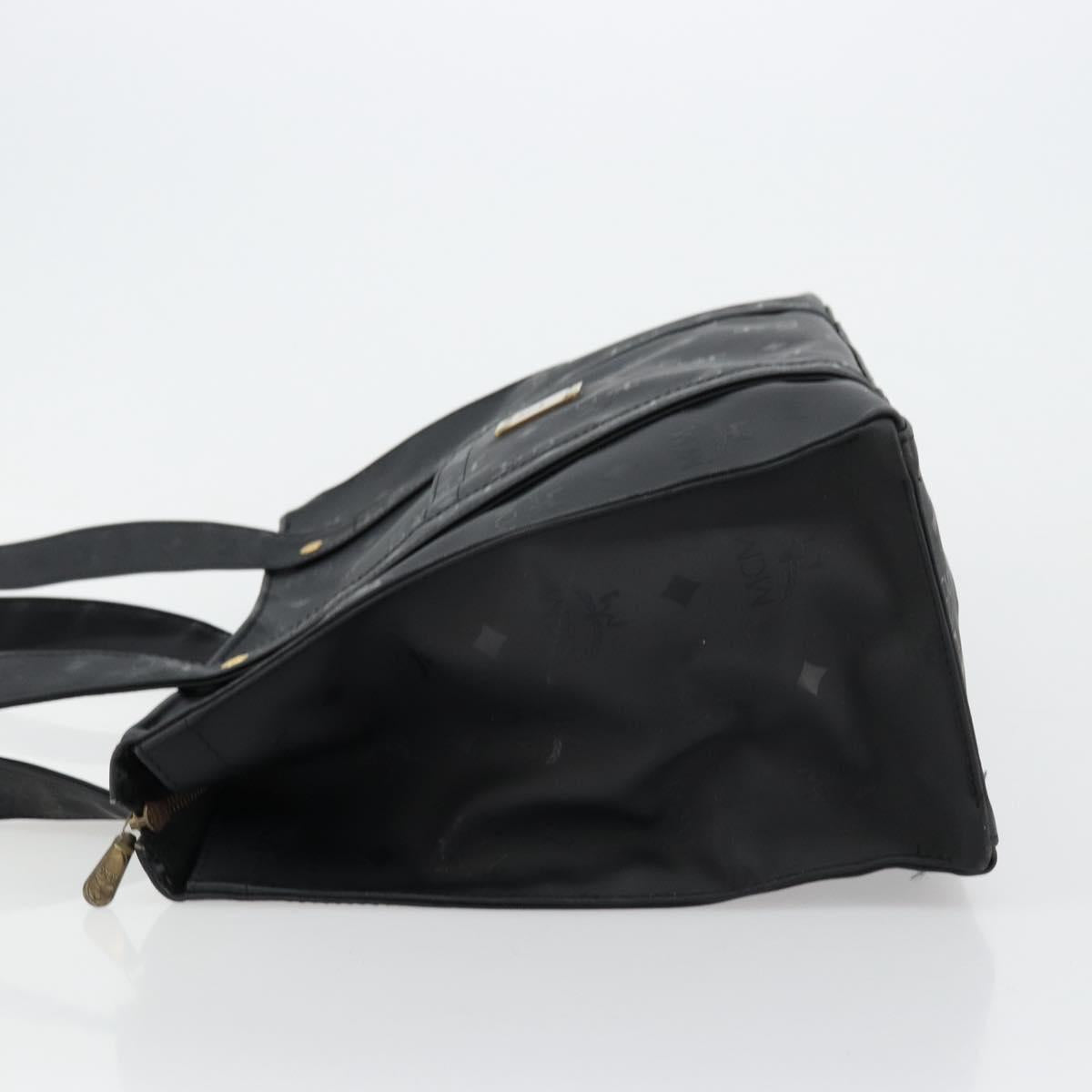 MCM Vicetos Logogram Shoulder Bag PVC Black Gold Auth mr2450