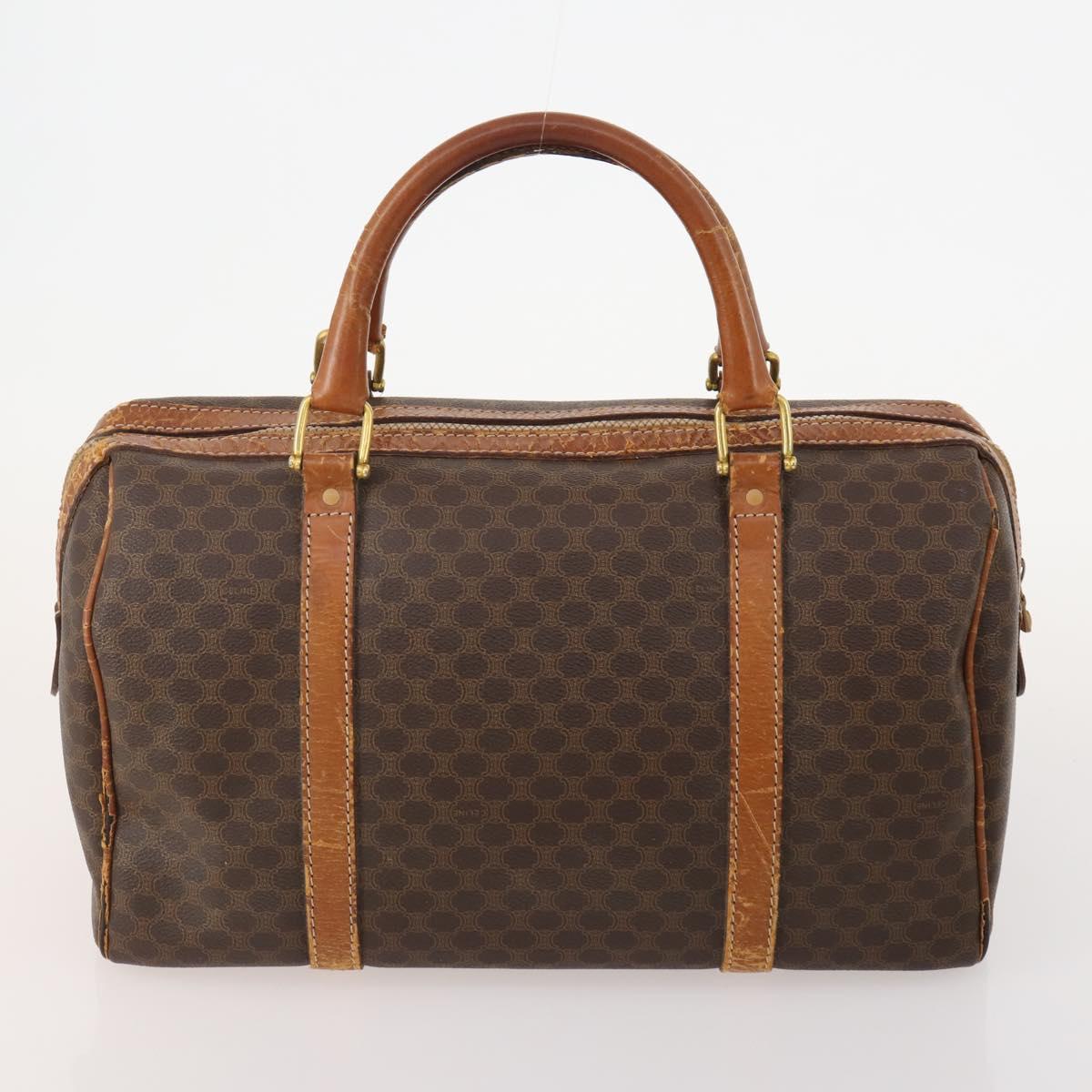 CELINE Macadam Canvas Boston Bag PVC Leather 3 Set Brown Auth mr2452