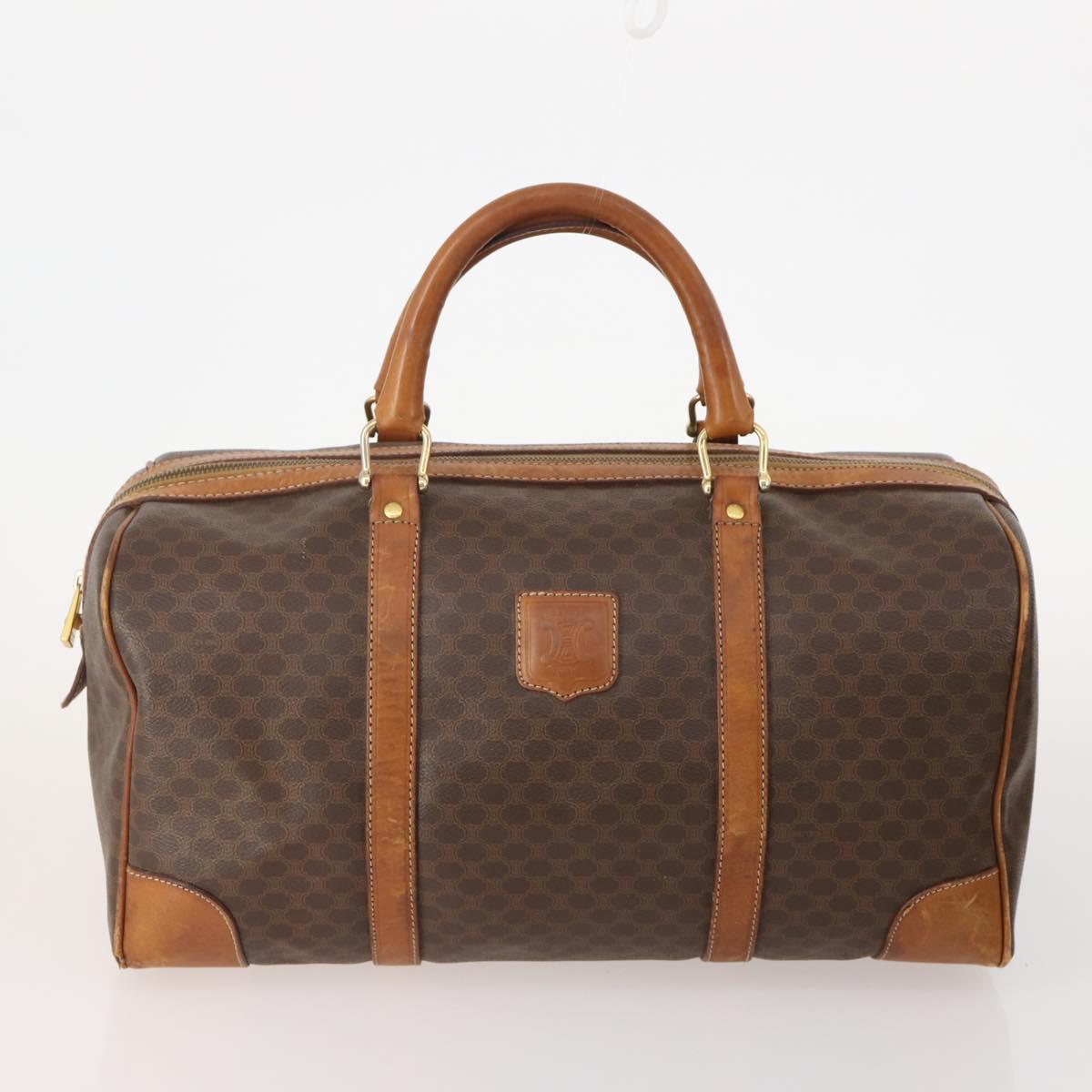 CELINE Macadam Canvas Boston Bag PVC Leather 3 Set Brown Auth mr2452