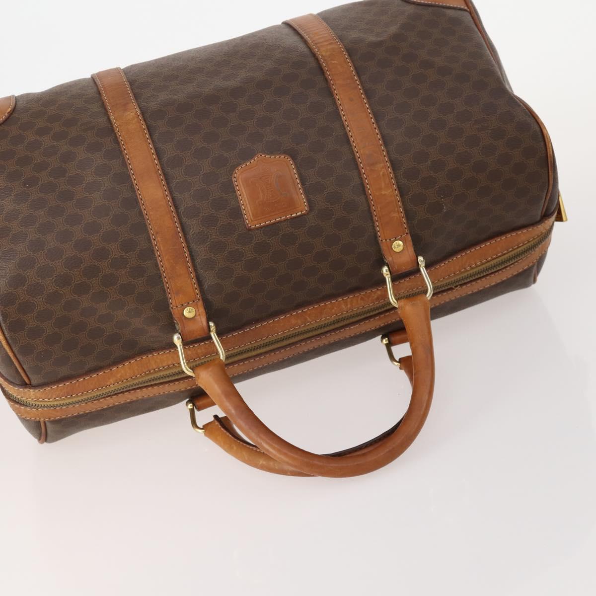 CELINE Macadam Canvas Boston Bag PVC Leather 3 Set Brown Auth mr2452