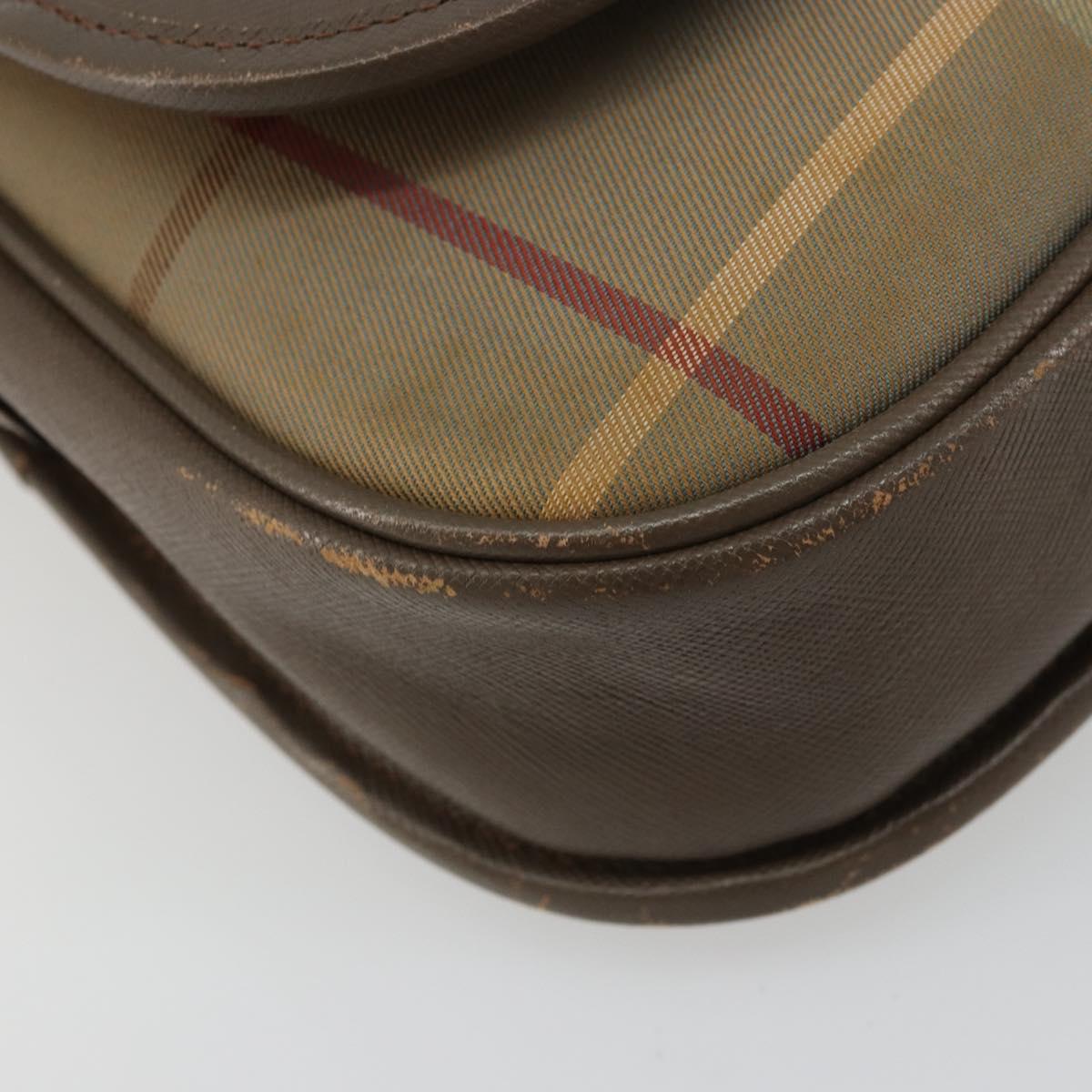 Burberrys Nova Check Shoulder Bag Canvas Beige Gold Auth mr2457