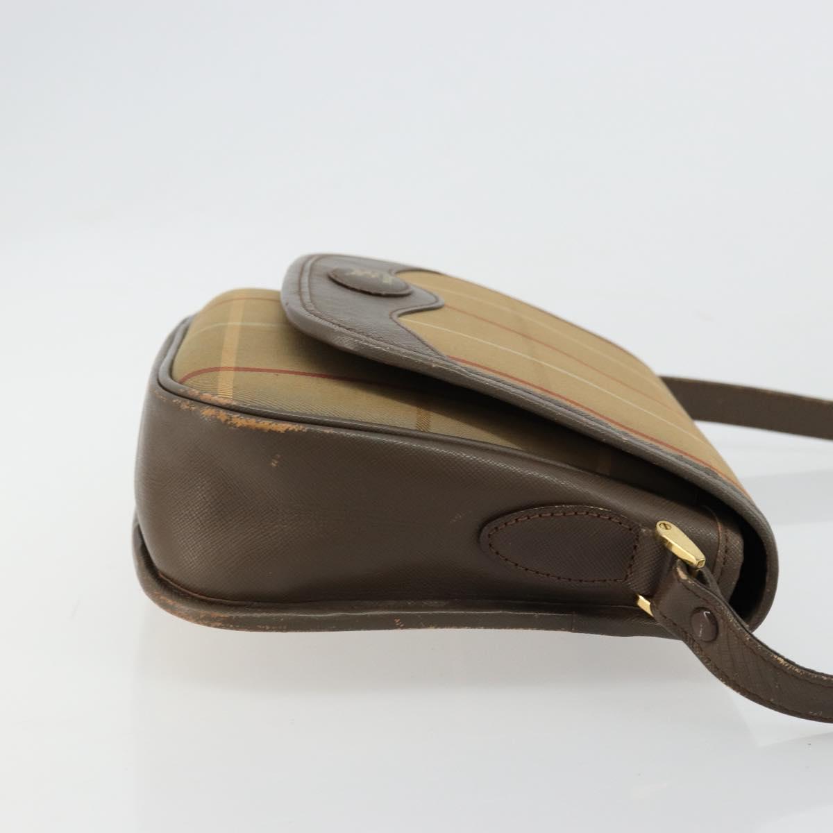 Burberrys Nova Check Shoulder Bag Canvas Beige Gold Auth mr2457