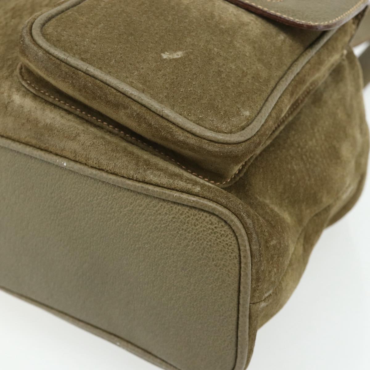 GUCCI Backpack Suede Khaki Gold 003 2058 0016 Auth mr2460A
