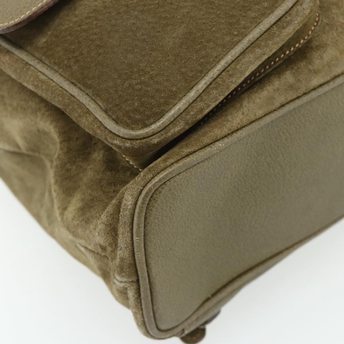 GUCCI Backpack Suede Khaki Gold 003 2058 0016 Auth mr2460A