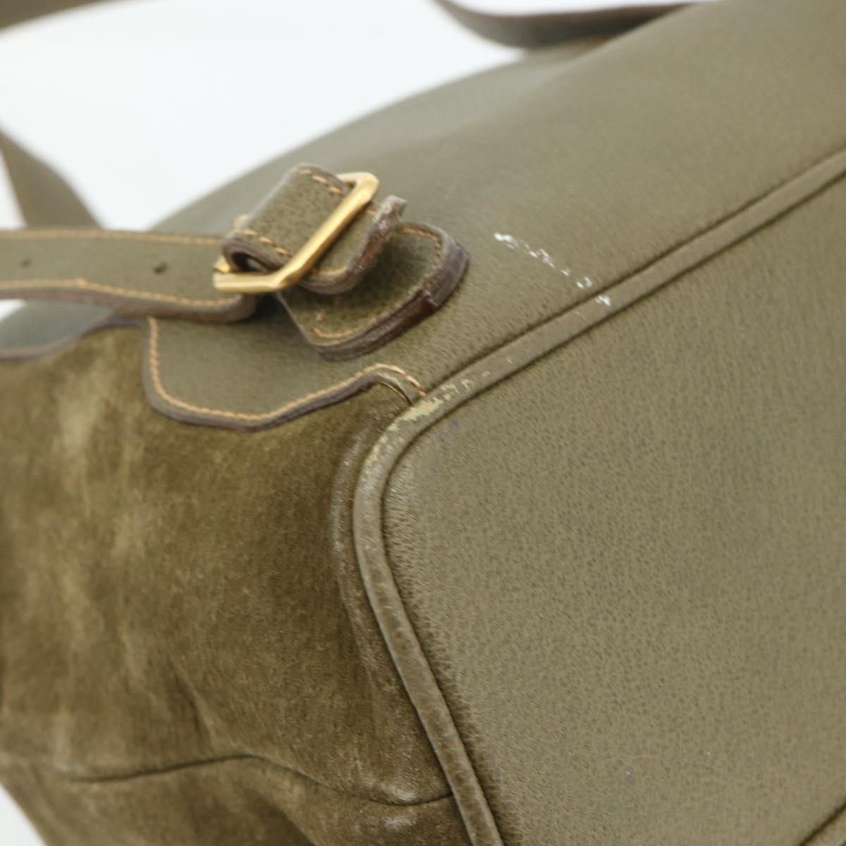 GUCCI Backpack Suede Khaki Gold 003 2058 0016 Auth mr2460A