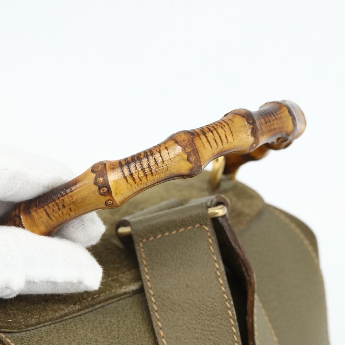 GUCCI Backpack Suede Khaki Gold 003 2058 0016 Auth mr2460A