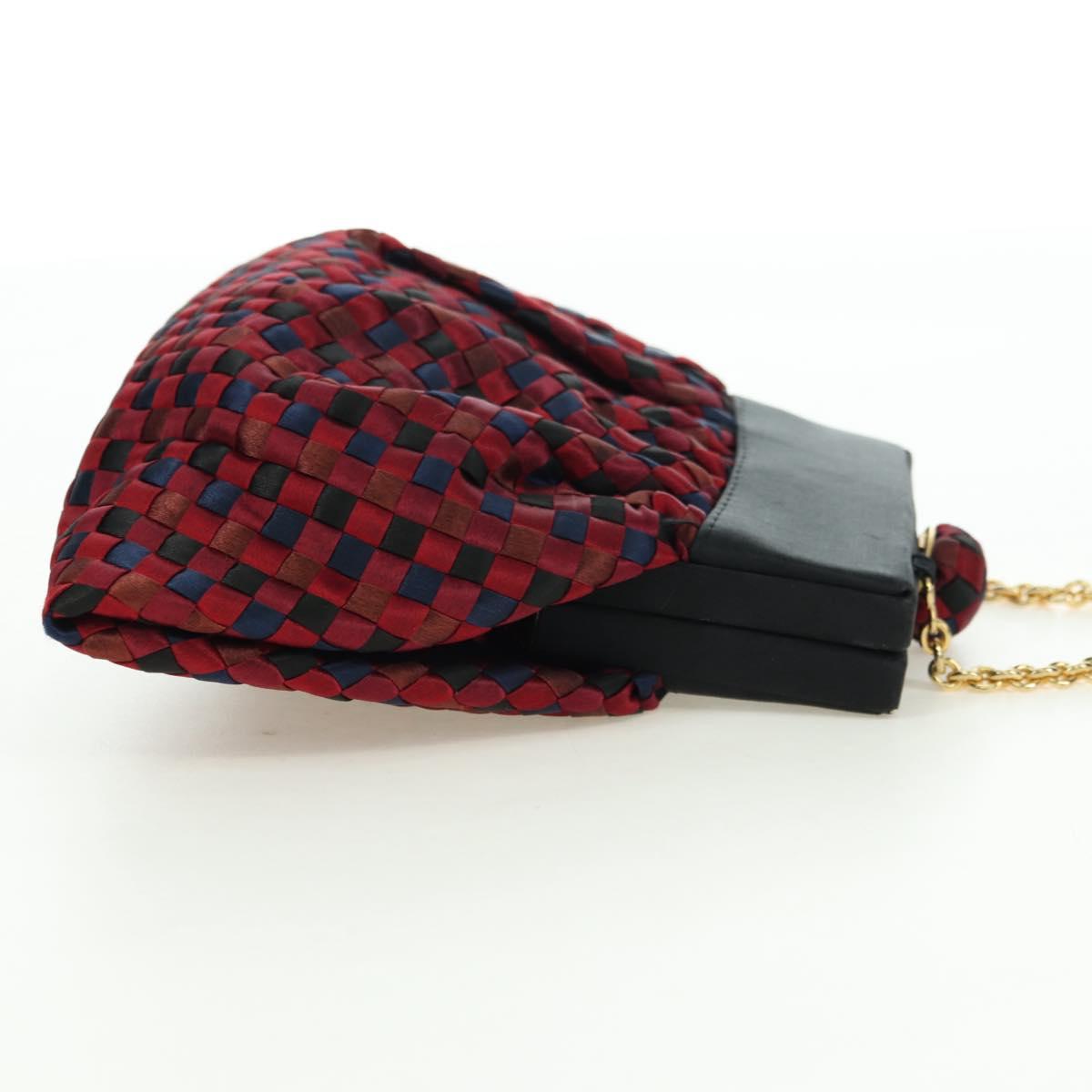 BOTTEGA VENETA INTRECCIATO Chain Shoulder Bag Nylon Multicolor Gold Auth mr2466V