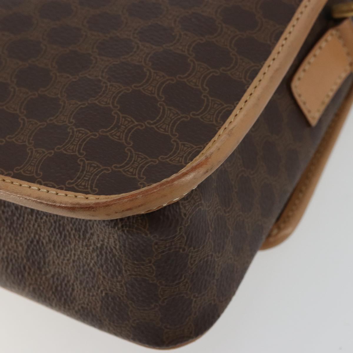CELINE Macadam Canvas Shoulder Bag PVC Leather Brown Gold Auth mr2468A