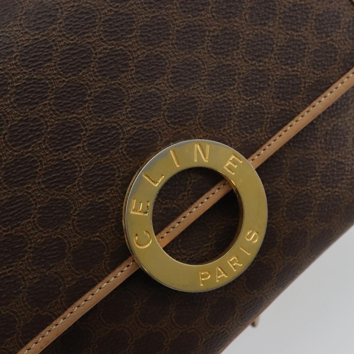 CELINE Macadam Canvas Shoulder Bag PVC Leather Brown Gold Auth mr2468A
