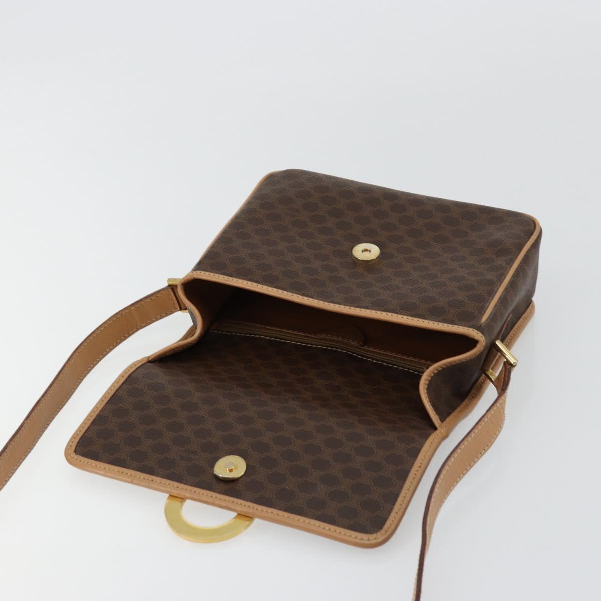 CELINE Macadam Canvas Shoulder Bag PVC Leather Brown Gold Auth mr2468A