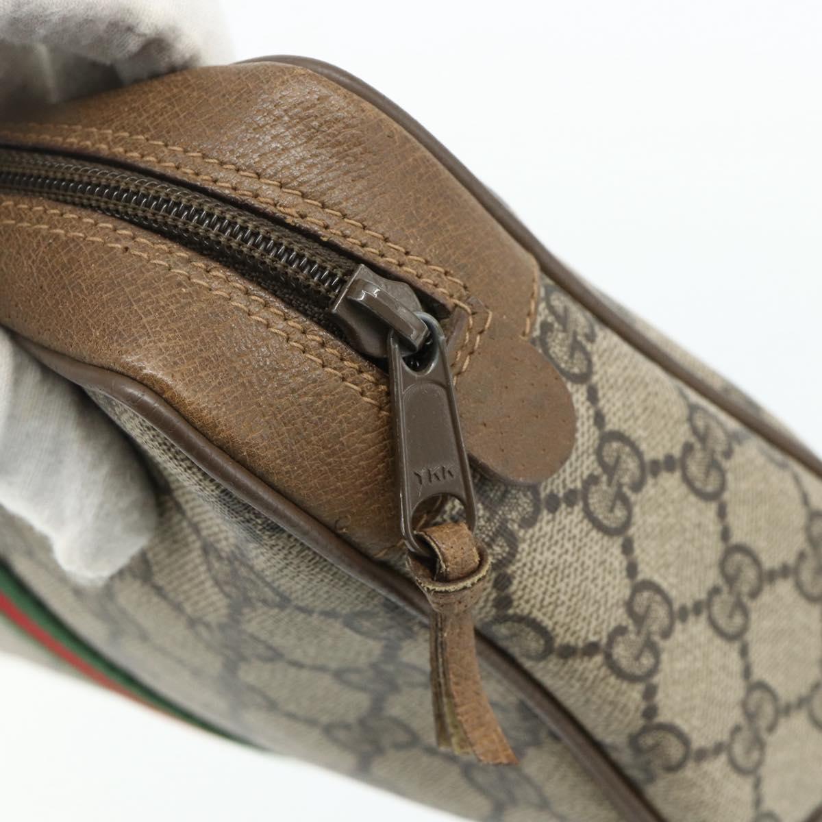 GUCCI GG Supreme Web Sherry Line Clutch Bag PVC Beige 89 01 012 Auth mr2470