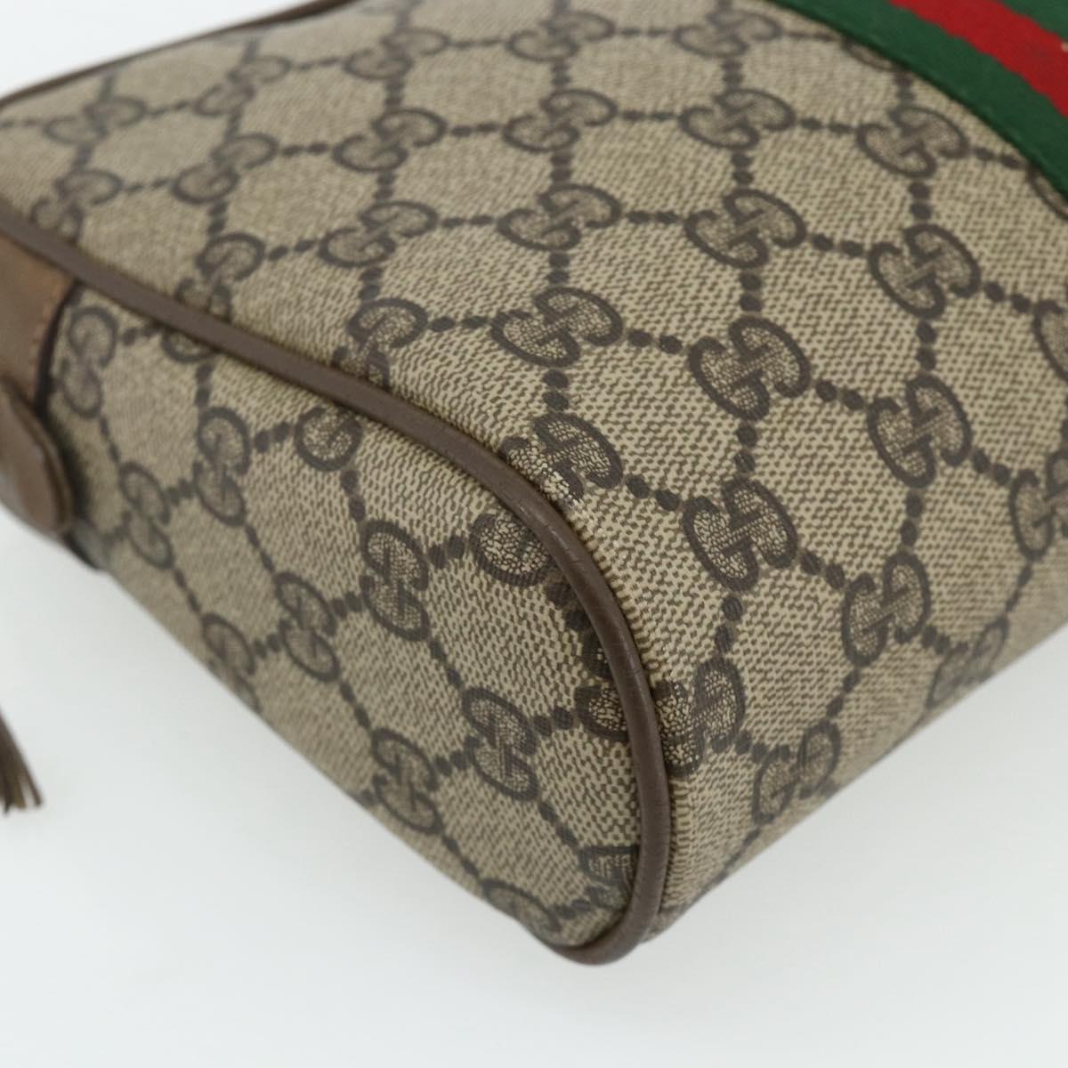 GUCCI GG Supreme Web Sherry Line Clutch Bag PVC Beige 89 01 012 Auth mr2470