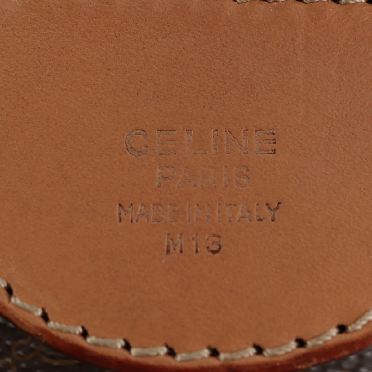 CELINE Macadam Canvas Boston Bag PVC Leather Brown Gold Auth mr2473