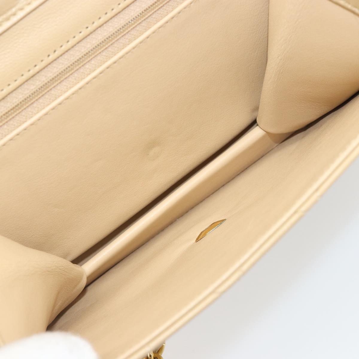 CHANEL Chain Shoulder Bag Lamb Skin Beige Gold CC Auth mr2475V