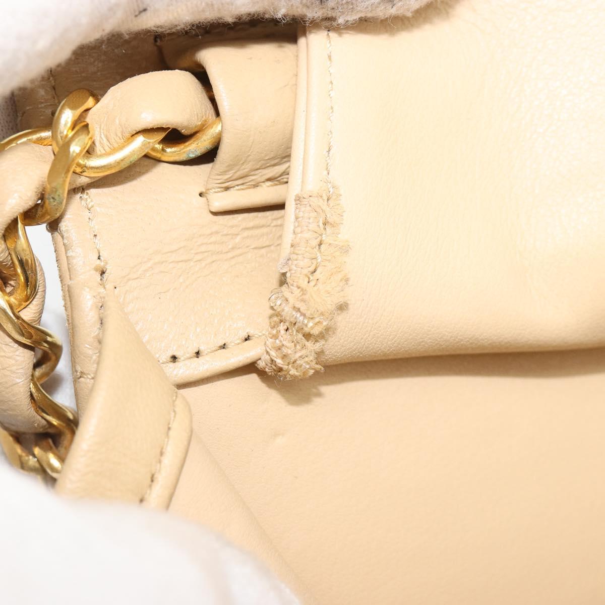 CHANEL Chain Shoulder Bag Lamb Skin Beige Gold CC Auth mr2475V