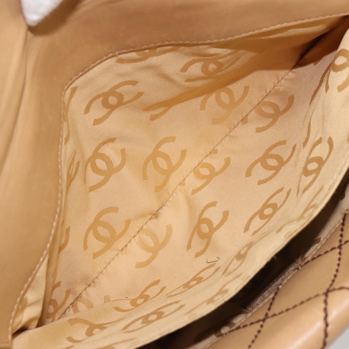 CHANEL Wild Stitch Hand Bag Leather Beige CC Auth mr2476A
