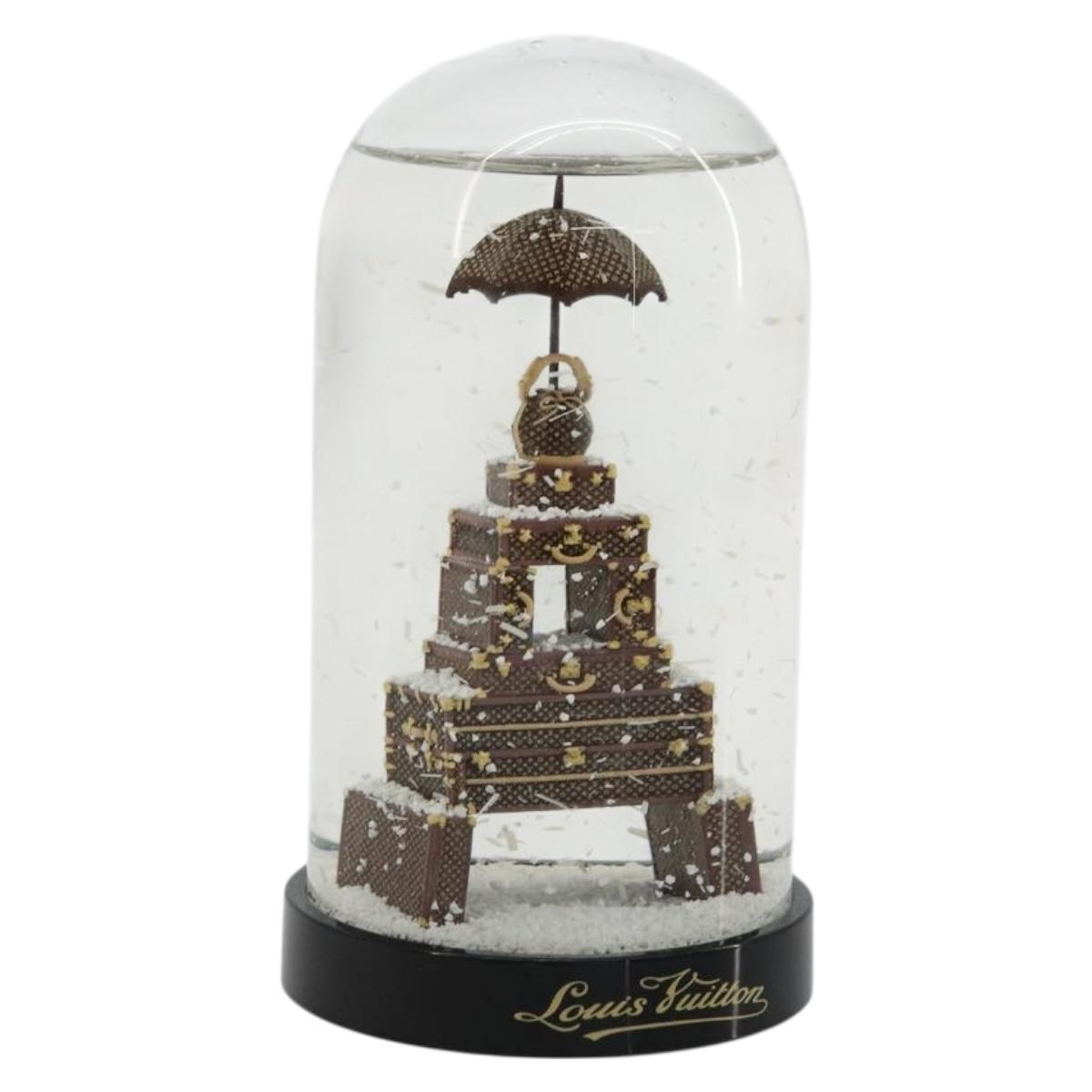 LOUIS VUITTON Trunk Tower Eiffel Tower Snow Globe plastic Clear LV Auth mr2481V