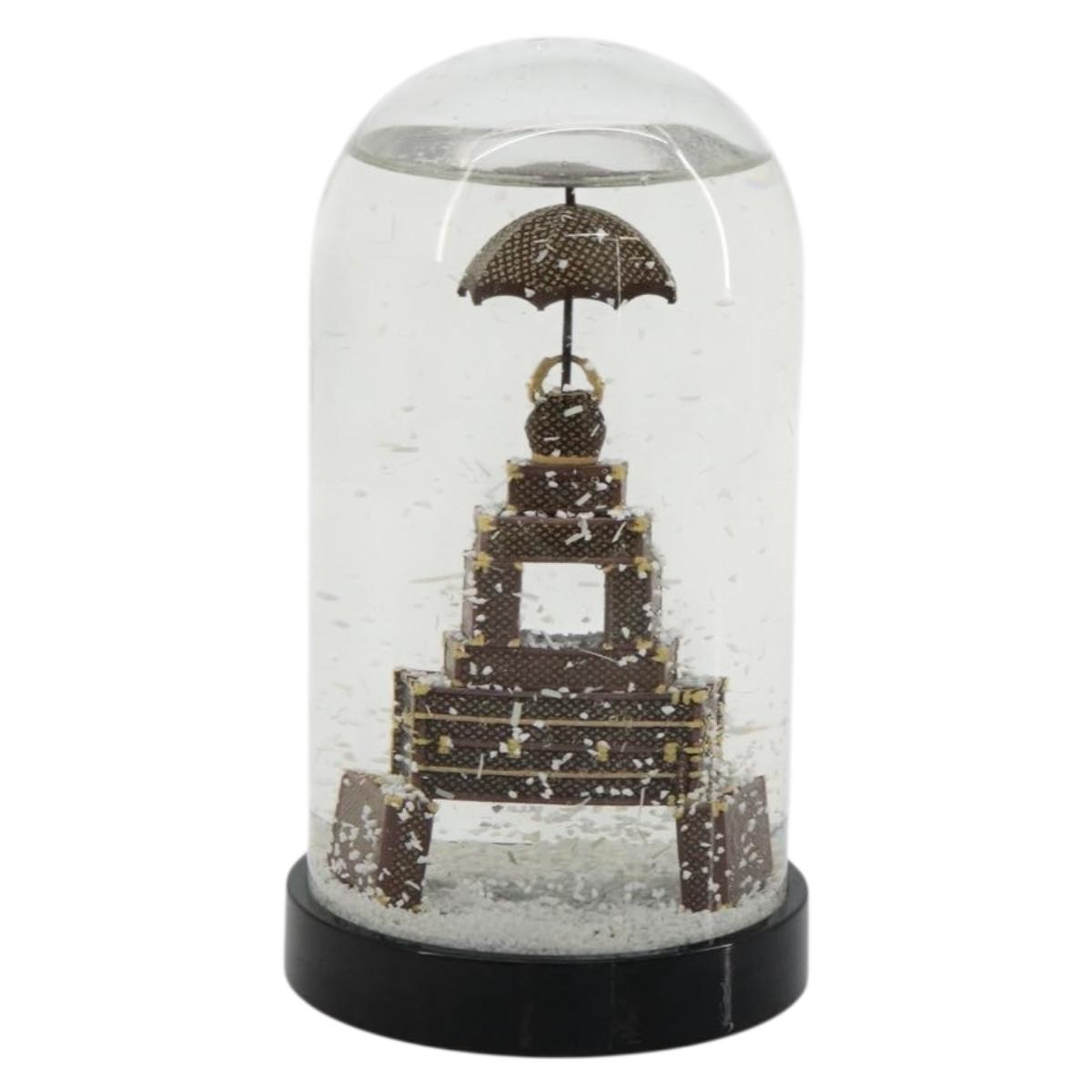 LOUIS VUITTON Trunk Tower Eiffel Tower Snow Globe plastic Clear LV Auth mr2481V