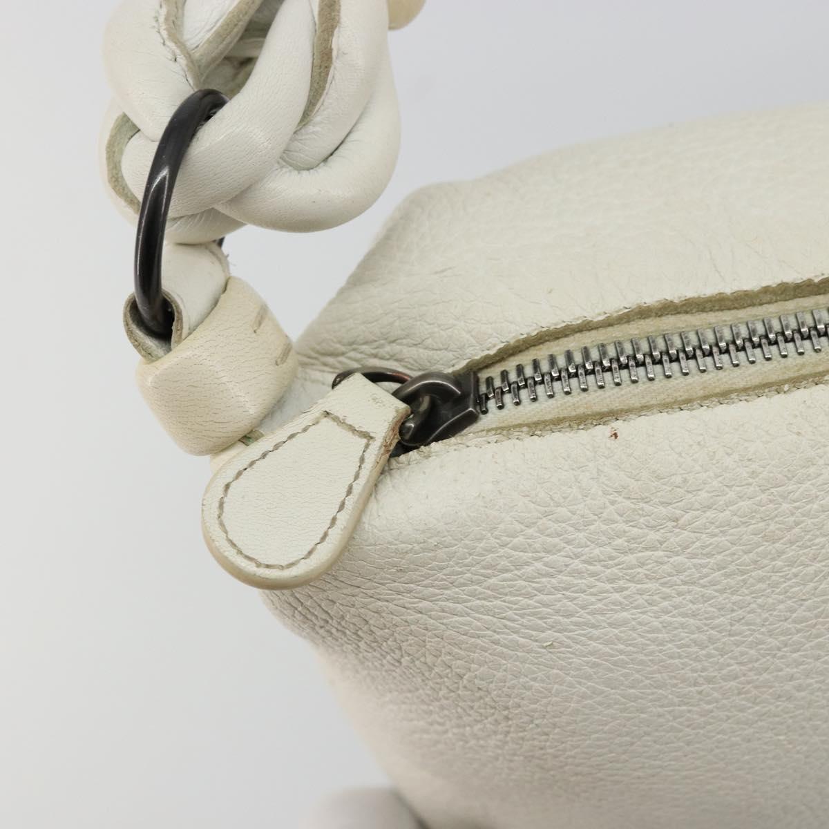 BOTTEGA VENETA Hand Bag Leather White Silver Auth mr2483