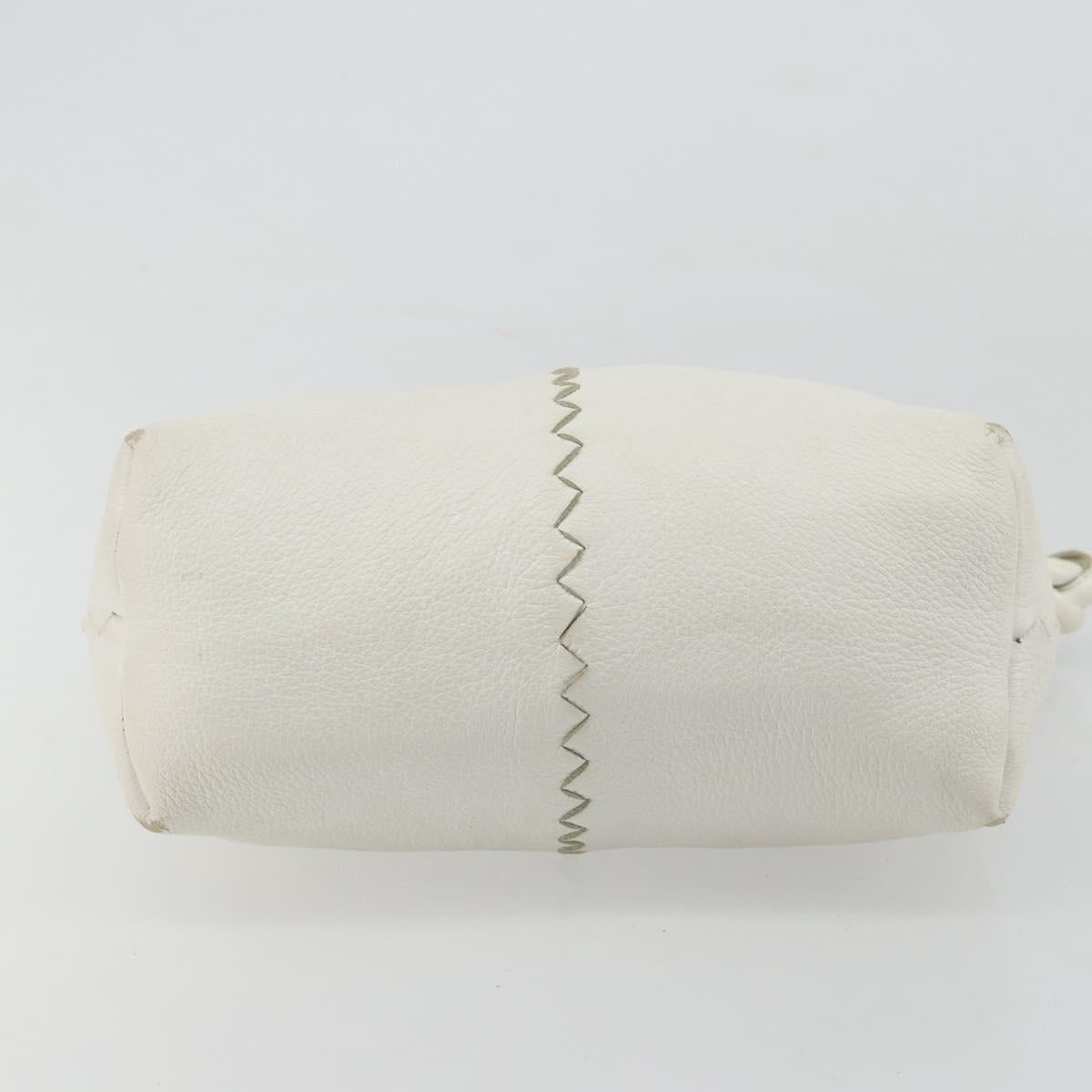 BOTTEGA VENETA Hand Bag Leather White Silver Auth mr2483