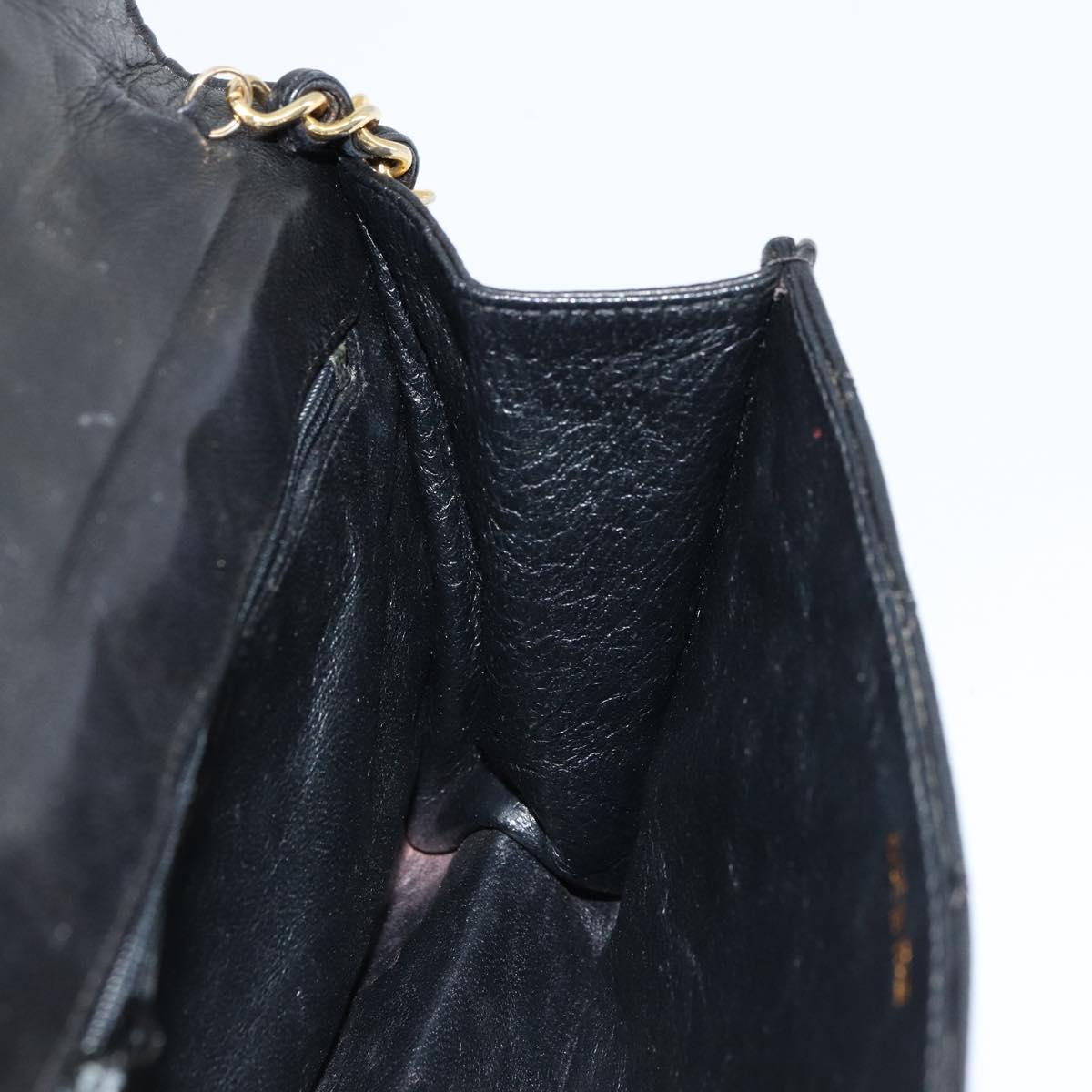 CHANEL Matelasse Chain Shoulder Bag Lamb Skin Black Gold CC Auth mr2484
