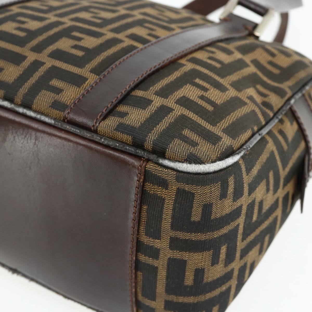 FENDI Zucca Canvas Hand Bag Black Brown Auth mr2487