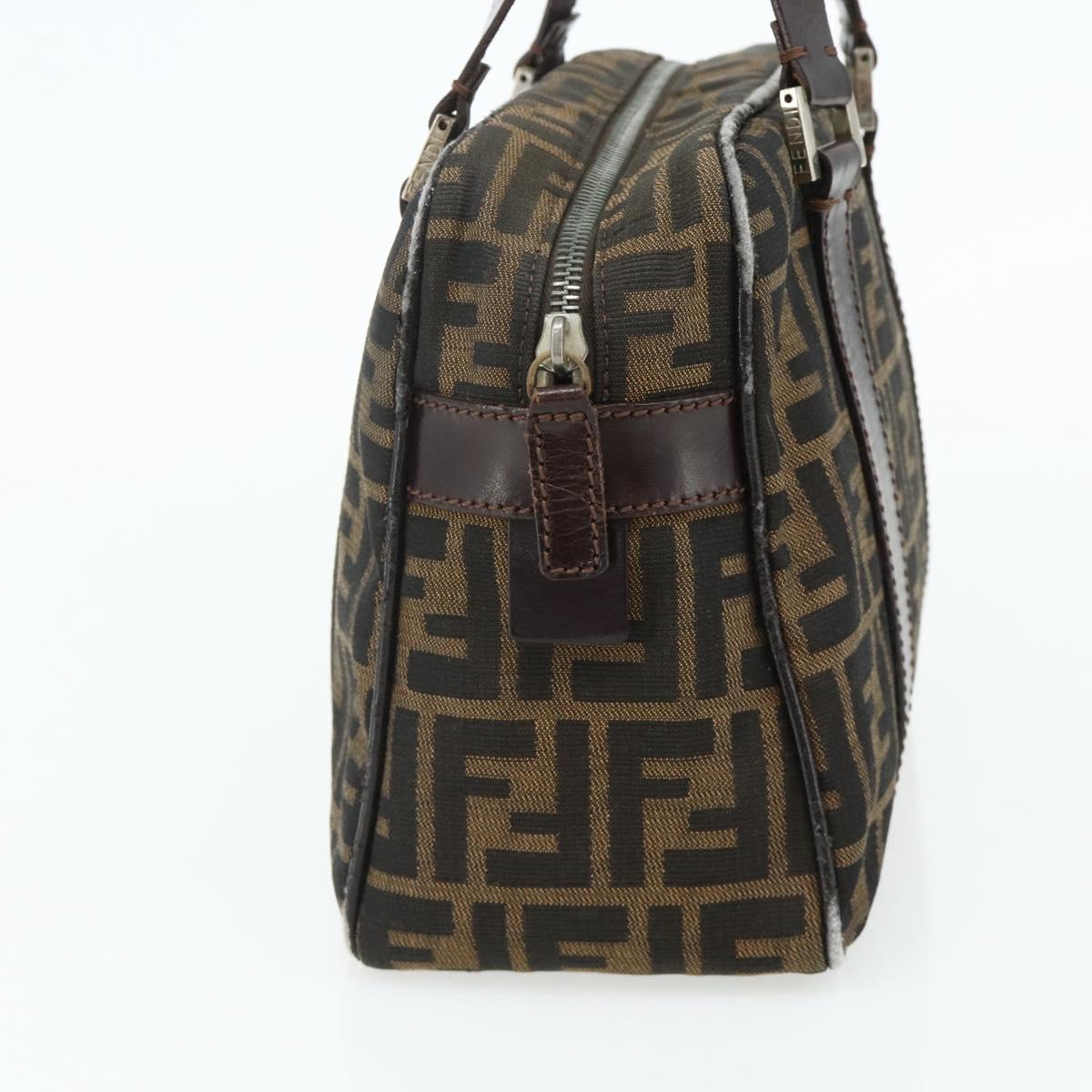 FENDI Zucca Canvas Hand Bag Black Brown Auth mr2487