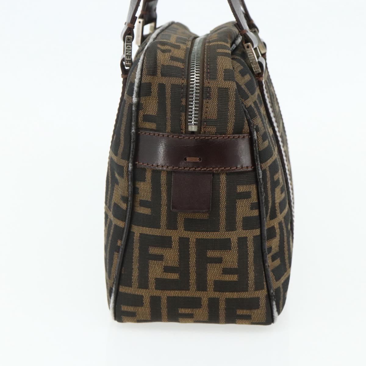 FENDI Zucca Canvas Hand Bag Black Brown Auth mr2487