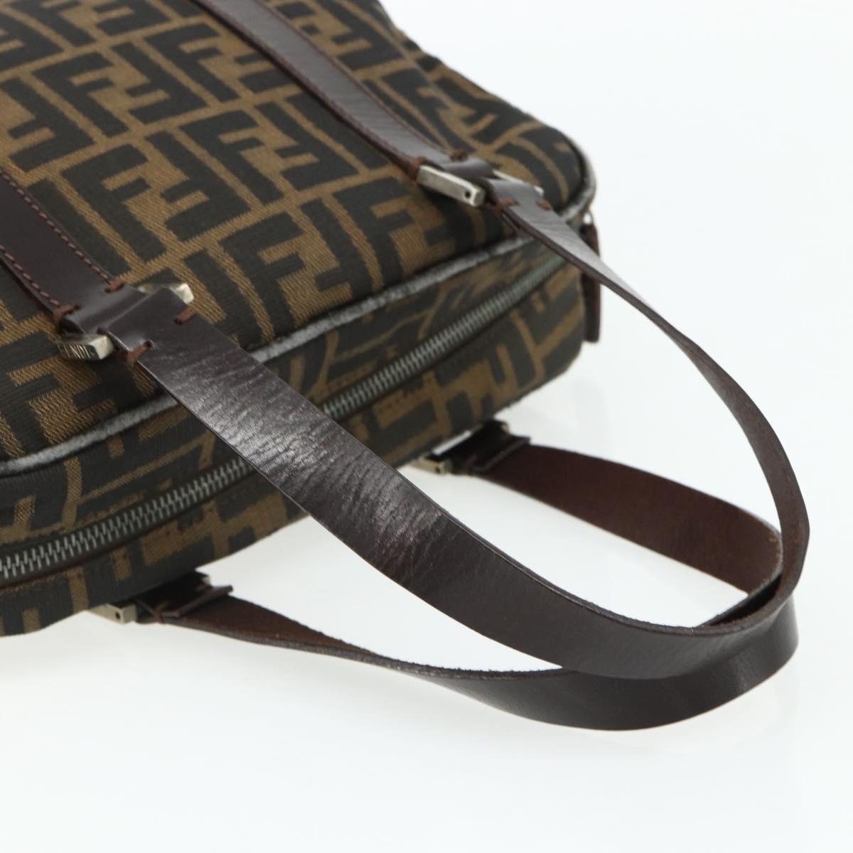FENDI Zucca Canvas Hand Bag Black Brown Auth mr2487