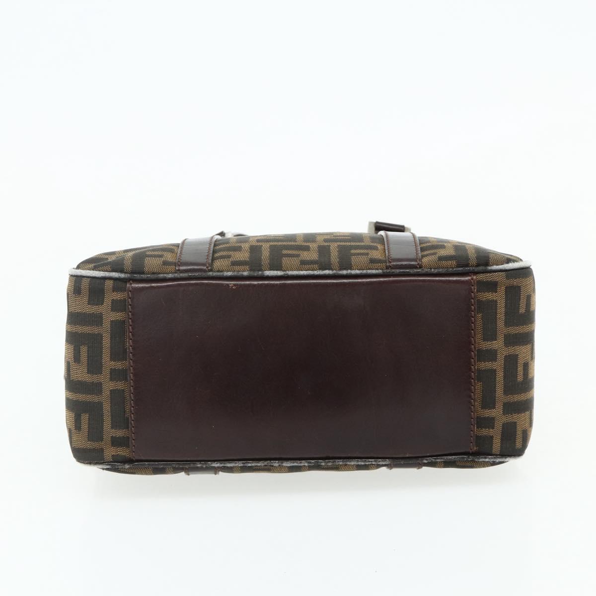 FENDI Zucca Canvas Hand Bag Black Brown Auth mr2487