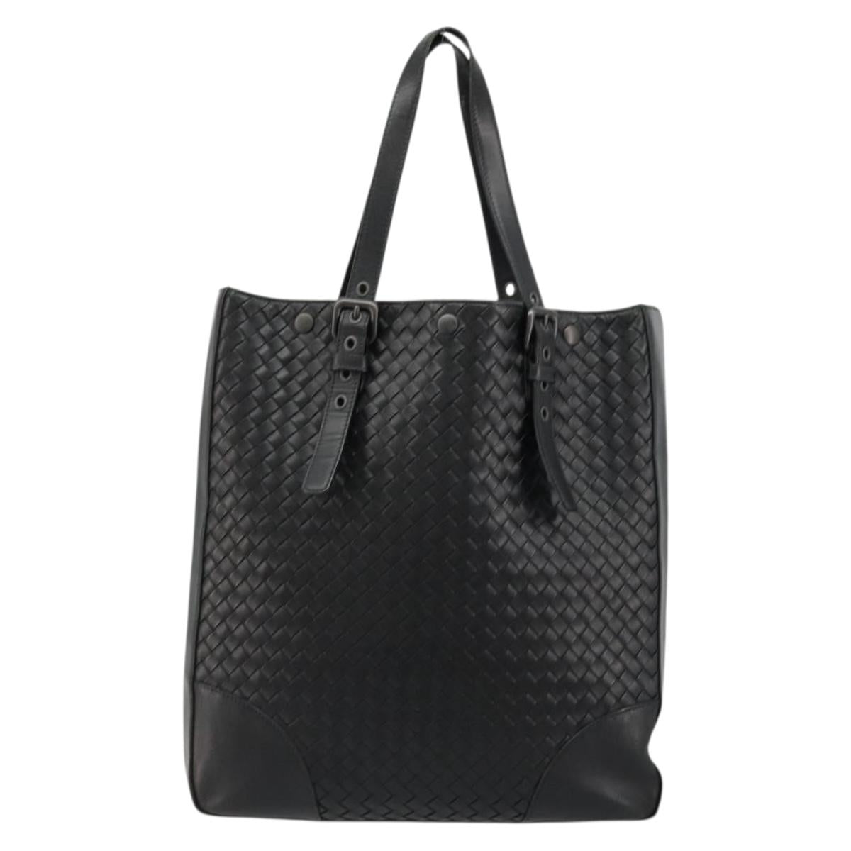 BOTTEGA VENETA INTRECCIATO Tote Bag Leather Black 269779 Auth mr2488