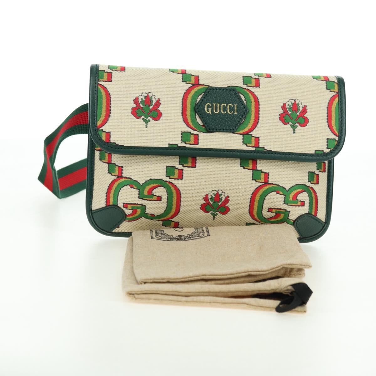 GUCCI Web Sherry Line Bag Canvas 100th Anniversary Beige 493930 Auth mr2495V