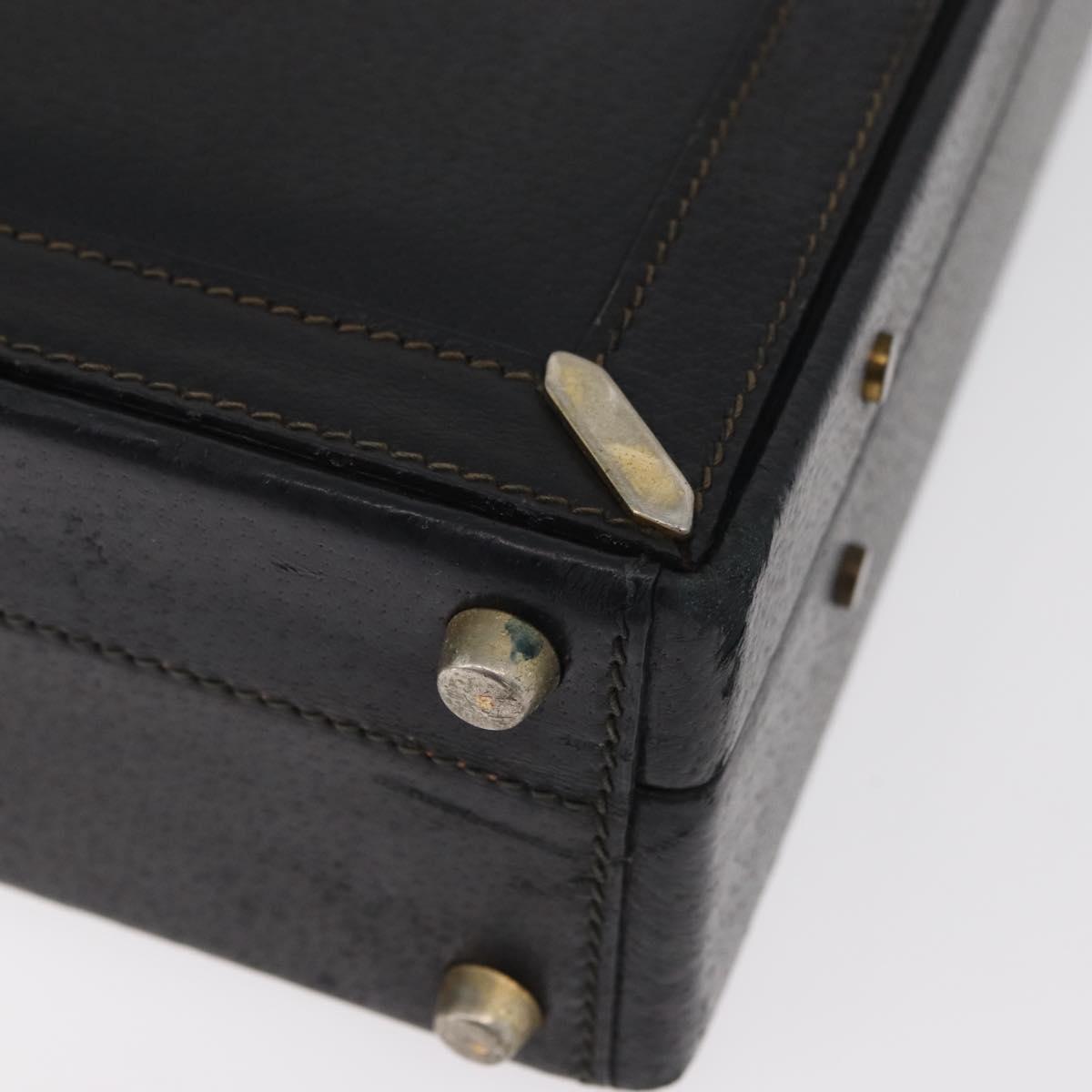 GUCCI Web Sherry Line Attache Case Leather Black Gold 016 067 1183 Auth mr2496