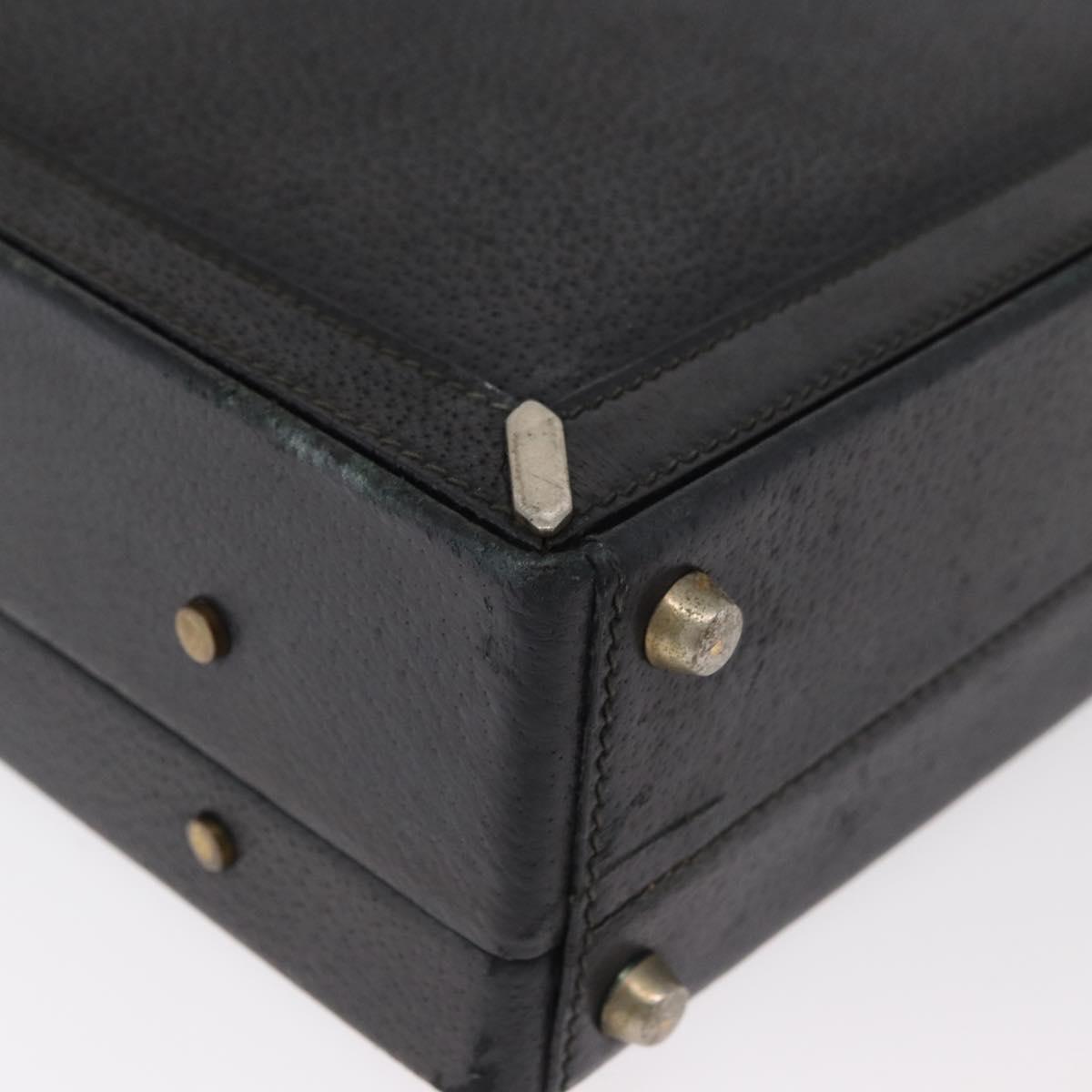 GUCCI Web Sherry Line Attache Case Leather Black Gold 016 067 1183 Auth mr2496