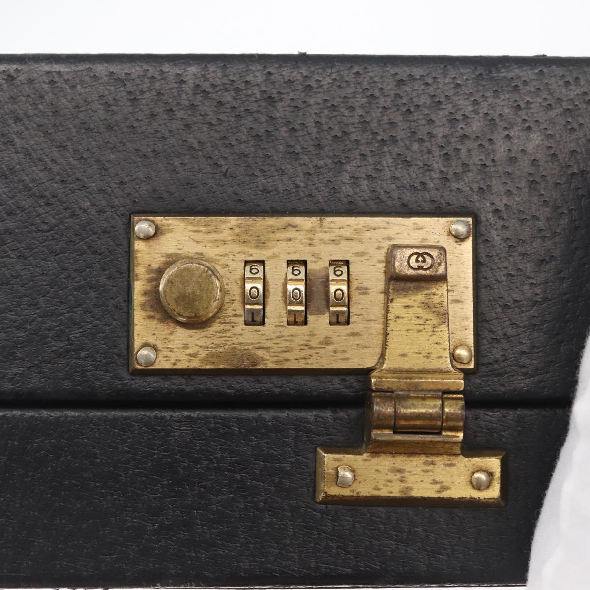GUCCI Web Sherry Line Attache Case Leather Black Gold 016 067 1183 Auth mr2496