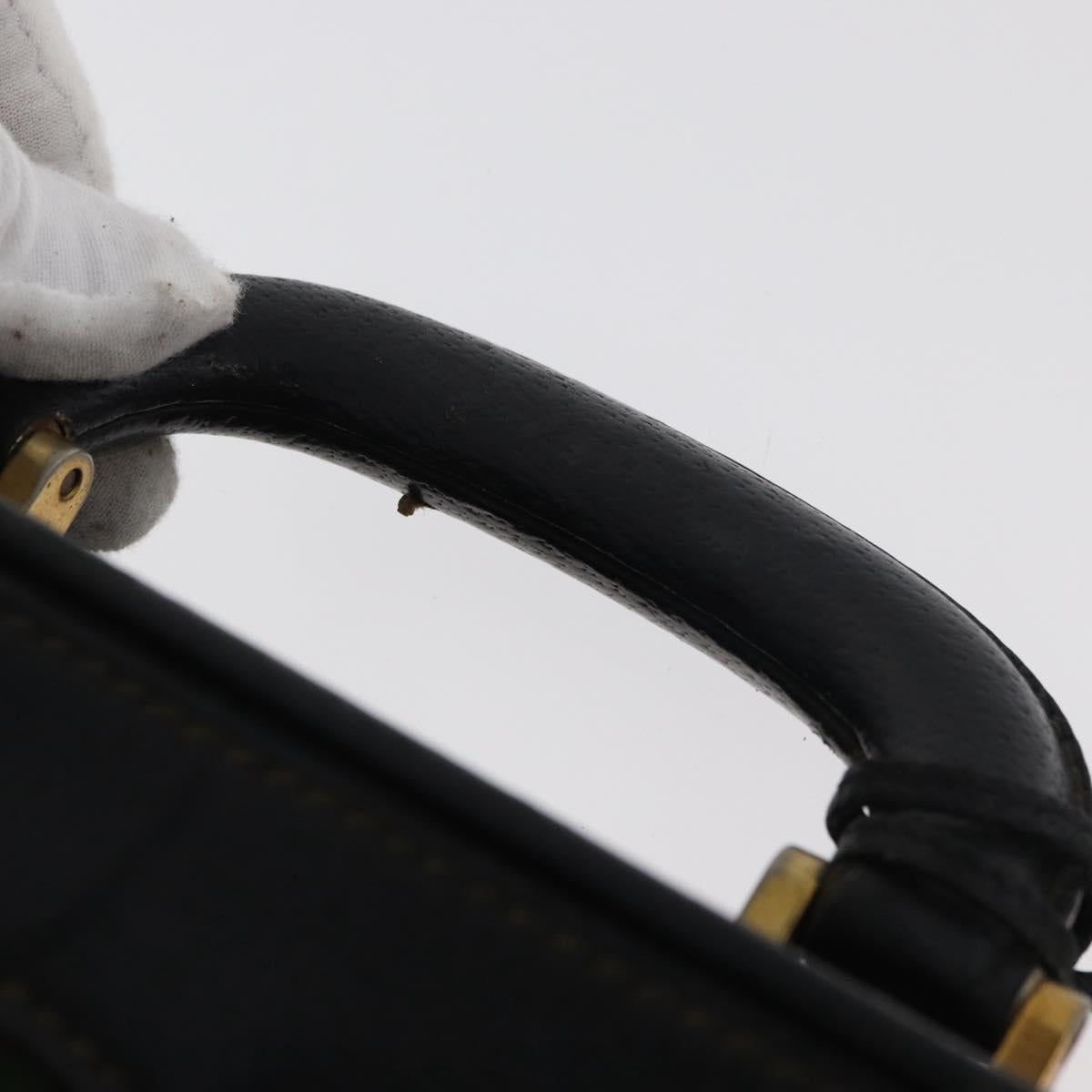GUCCI Web Sherry Line Attache Case Leather Black Gold 016 067 1183 Auth mr2496