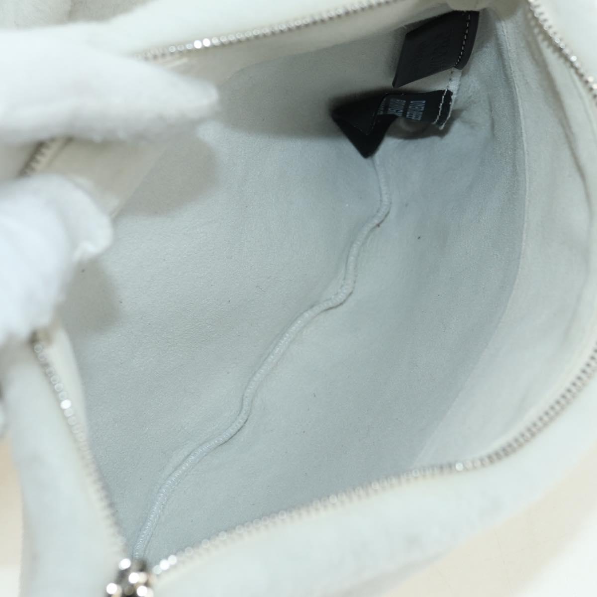 PRADA Shearing Tote Bag Mouton White Silver Auth mr2498V