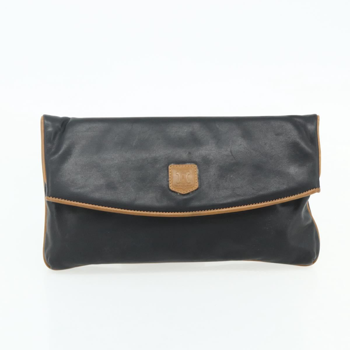 CELINE Macadam Canvas Clutch Bag PVC Leather 2 Set Brown Black Auth mr2499