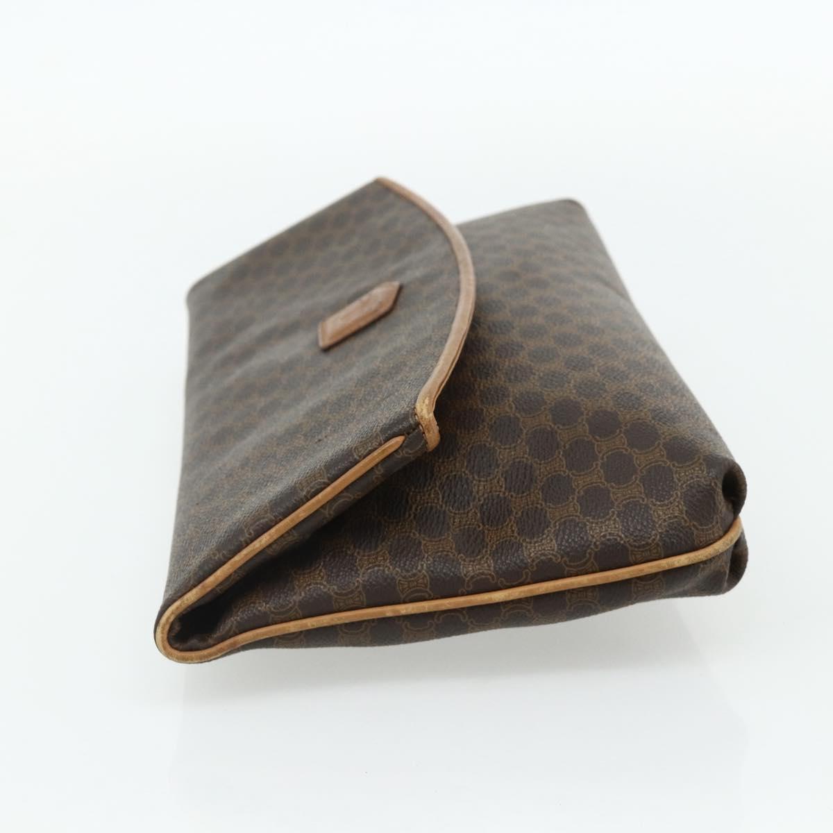 CELINE Macadam Canvas Clutch Bag PVC Leather 2 Set Brown Black Auth mr2499