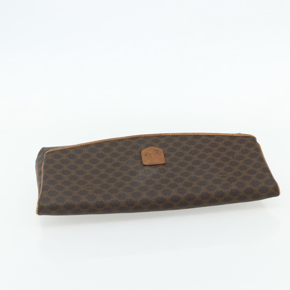 CELINE Macadam Canvas Clutch Bag PVC Leather 2 Set Brown Black Auth mr2499