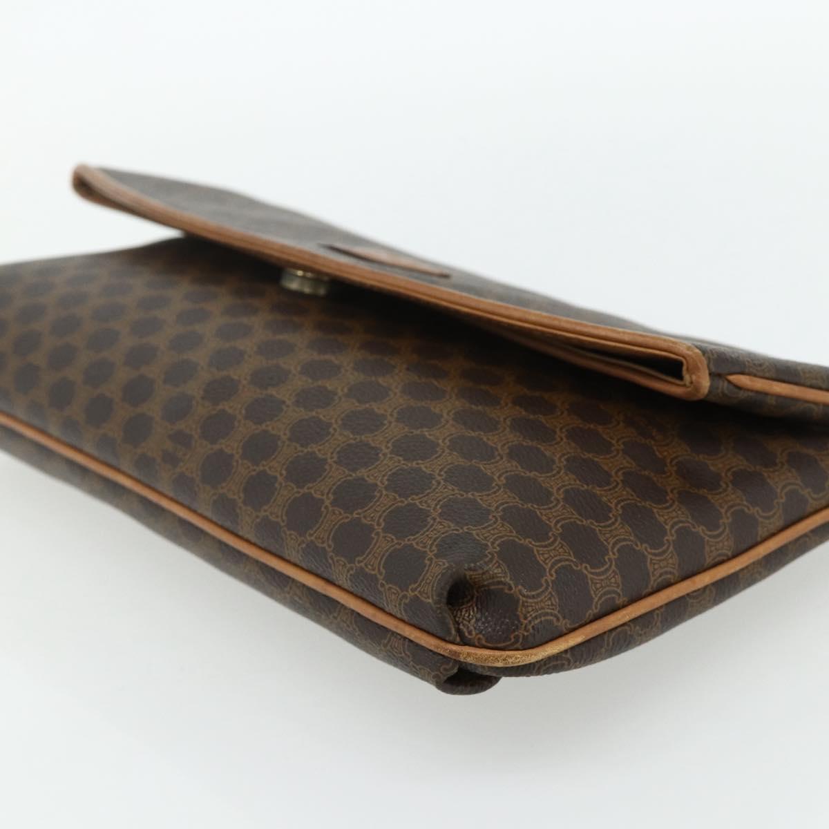 CELINE Macadam Canvas Clutch Bag PVC Leather 2 Set Brown Black Auth mr2499