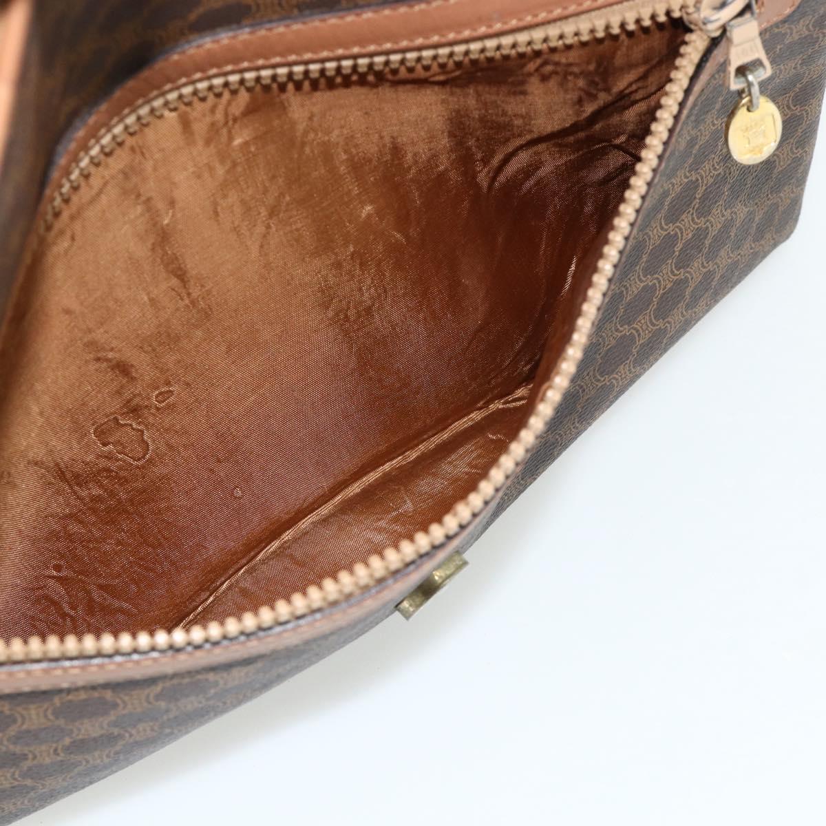CELINE Macadam Canvas Clutch Bag PVC Leather 2 Set Brown Black Auth mr2499