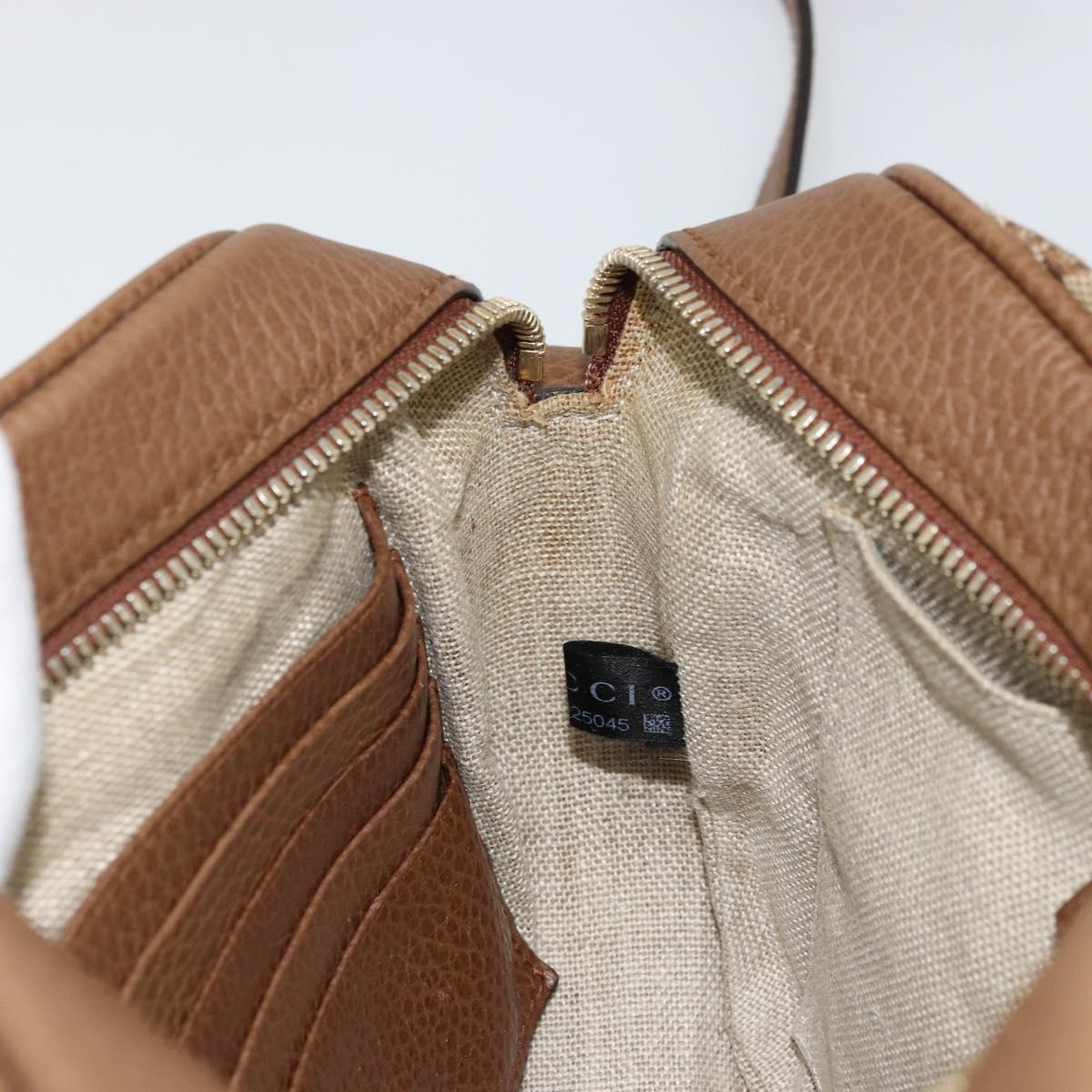 GUCCI GG Canvas Shoulder Bag Beige Gold 449413 Auth mr2500