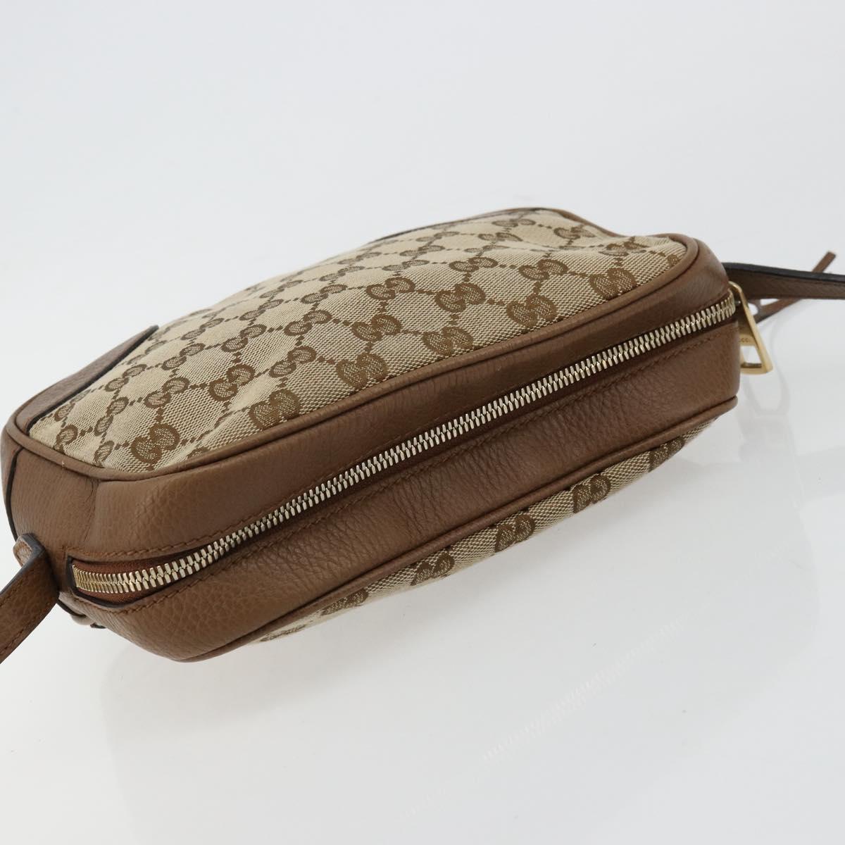 GUCCI GG Canvas Shoulder Bag Beige Gold 449413 Auth mr2500